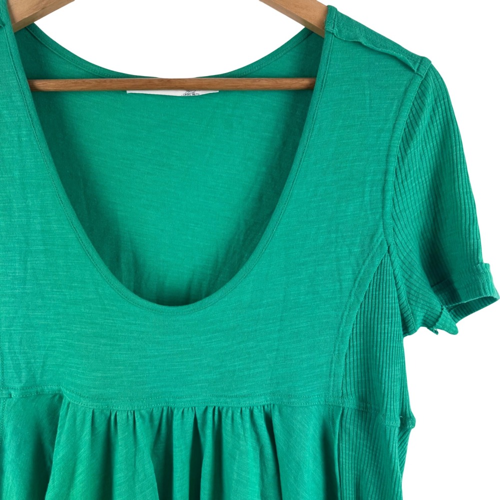 Altar'd State Babydoll Top Women Large Green Scoop Neck Ribbed Mixed Media Top